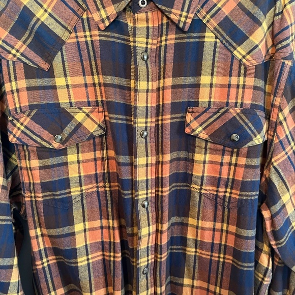 Cody James Men's Plaid Shirt. Rust/blue plaid. Snaps. 100% cotton. XXL. EUC. - Picture 3 of 6
